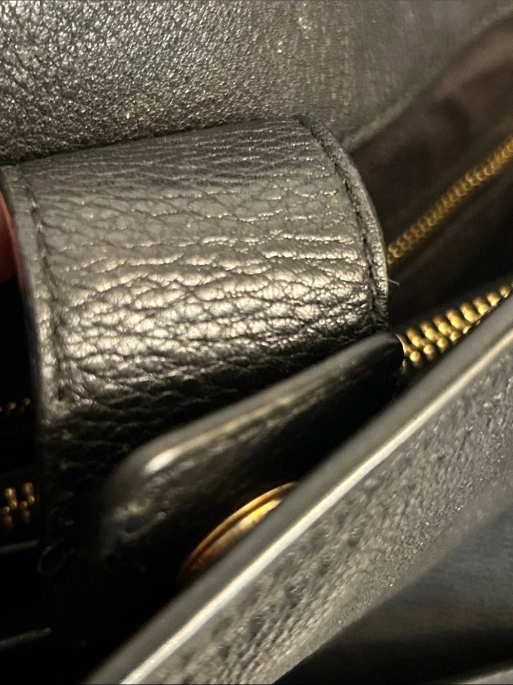 Tory Burch Chelsea Slouchy Black Pebbled Leather Tote Leather & Chain Handles